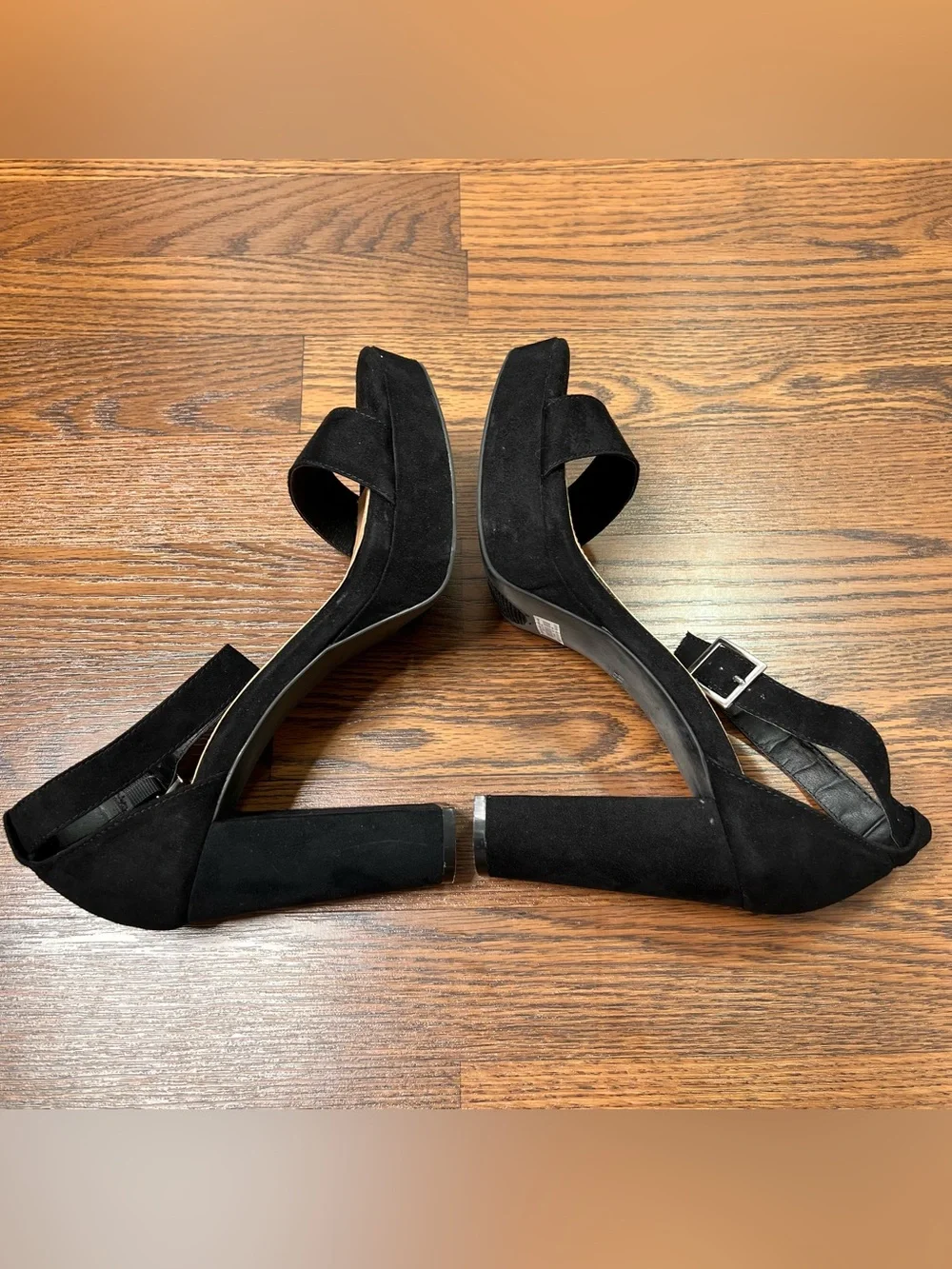 Torrid 4” Platform Tapered Heel in Black Faux Suede with Ankle Strap size 11.5WW